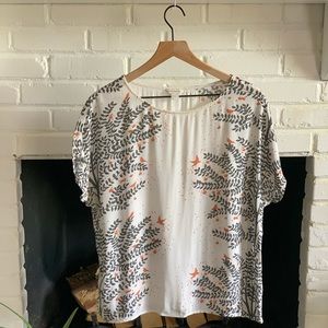 Light and fun bird print blouse